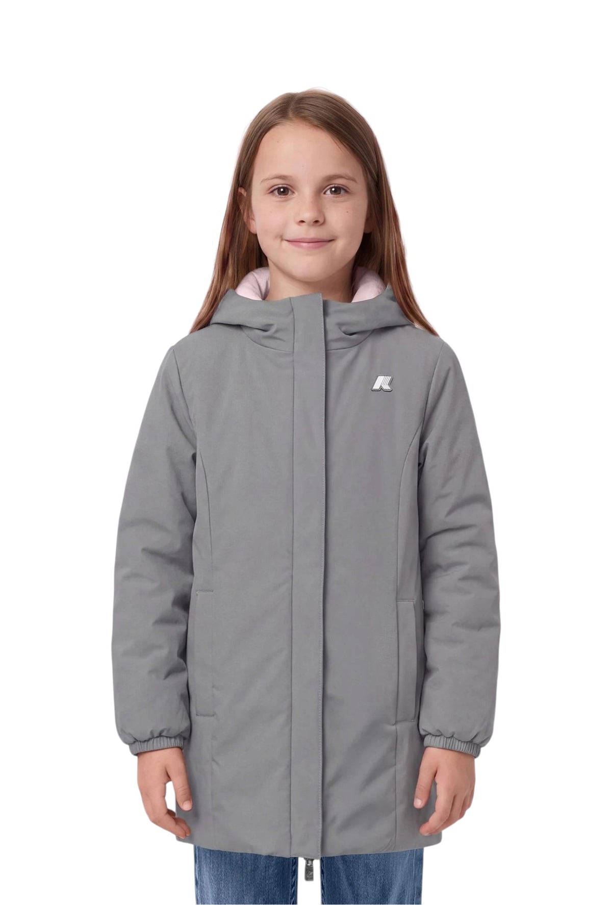 K-WAY Giubbino K-Way bambina K11517W DA4 Denise St Warm Double Rosa Grigio K11517W DA4468Y