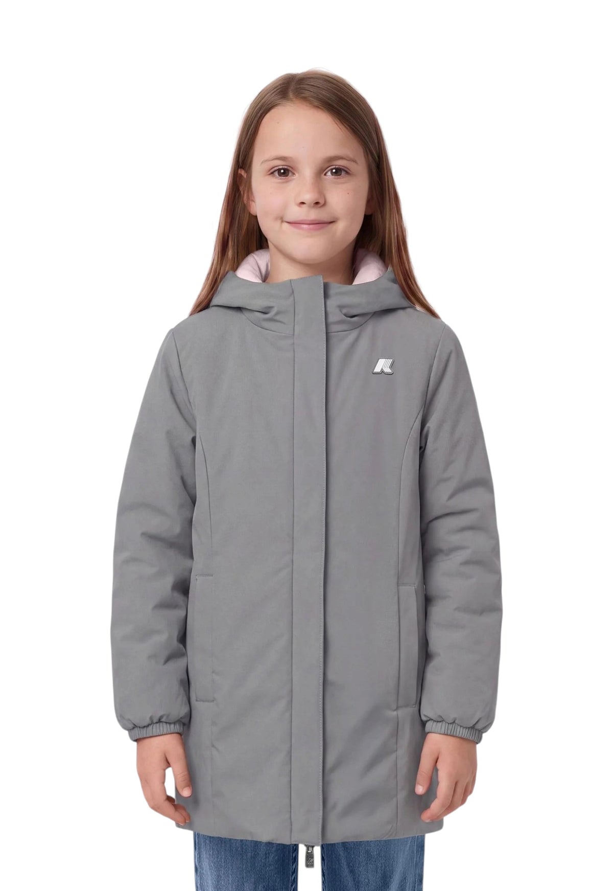 K-WAY Giubbino K-Way bambina K11517W DA4 Denise St Warm Double Rosa Grigio K11517W DA4