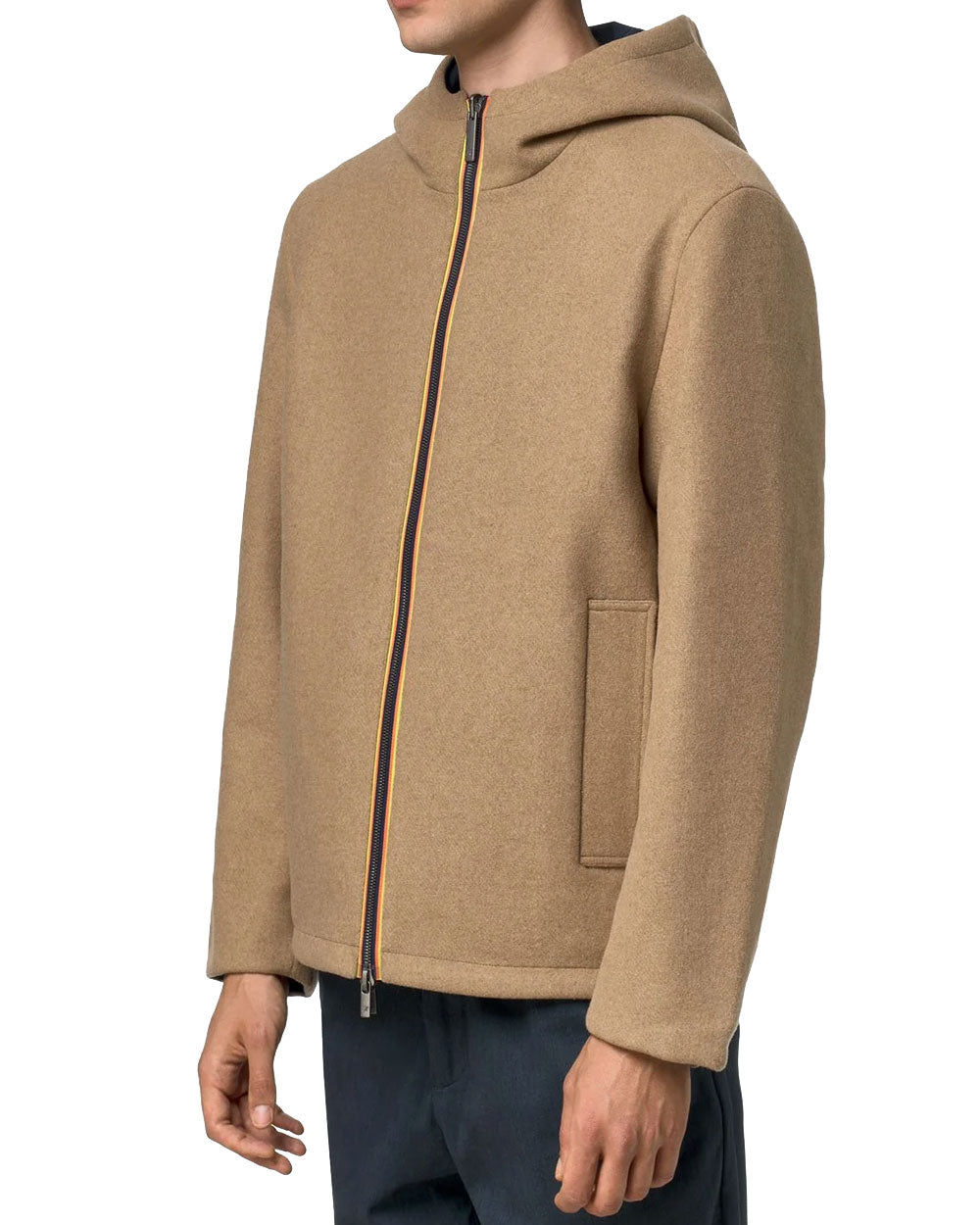 K-WAY Giubbino K-Way uomo K4141PW Claudel Wool Bonded Double beige blu<BR/> K4141PW DB6
