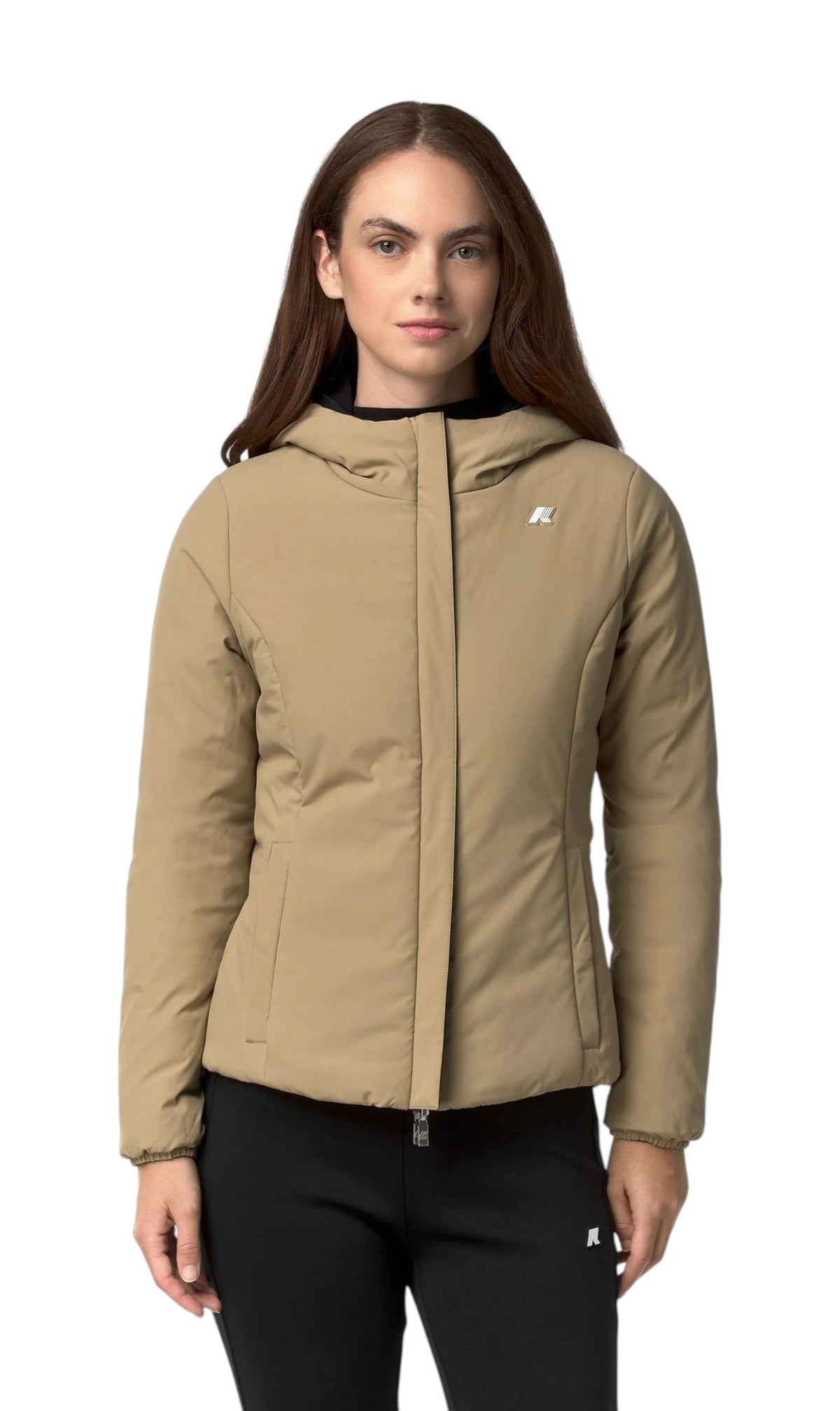 K-WAY Giubbino K-Way donna K6128TW DBN Lily St Warm Double Nero Beige K6128TW DBN