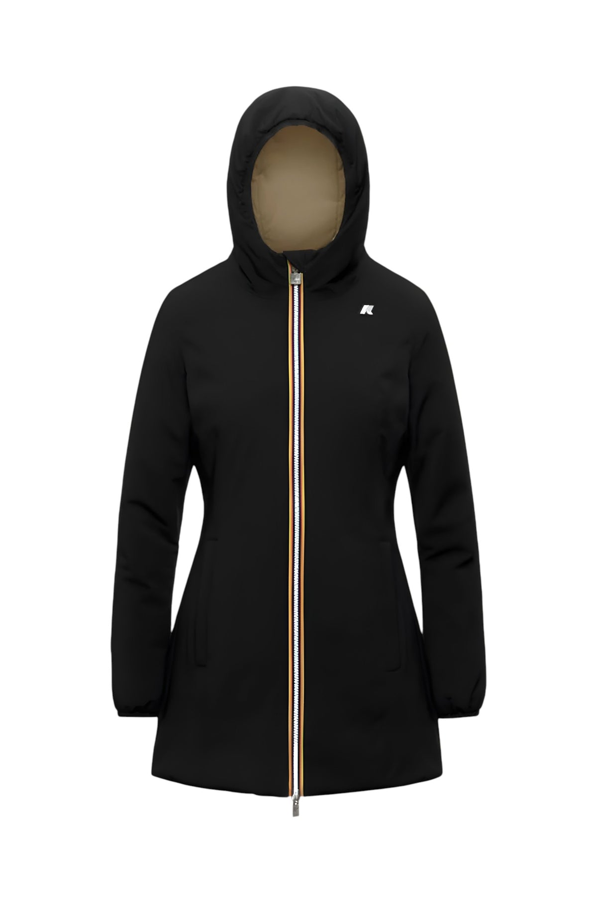 K-WAY Parka K-Way donna K6128UW DBN Denise St Warm Double Nero Beige K6128UW DBN