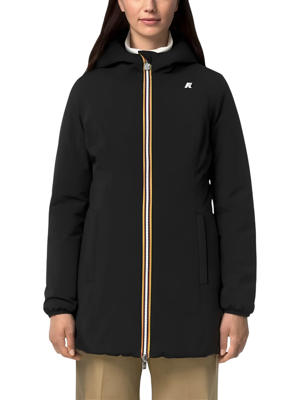 K-WAY Parka K-Way donna K6128UW DBN Denise St Warm Double Nero Beige K6128UW DBN