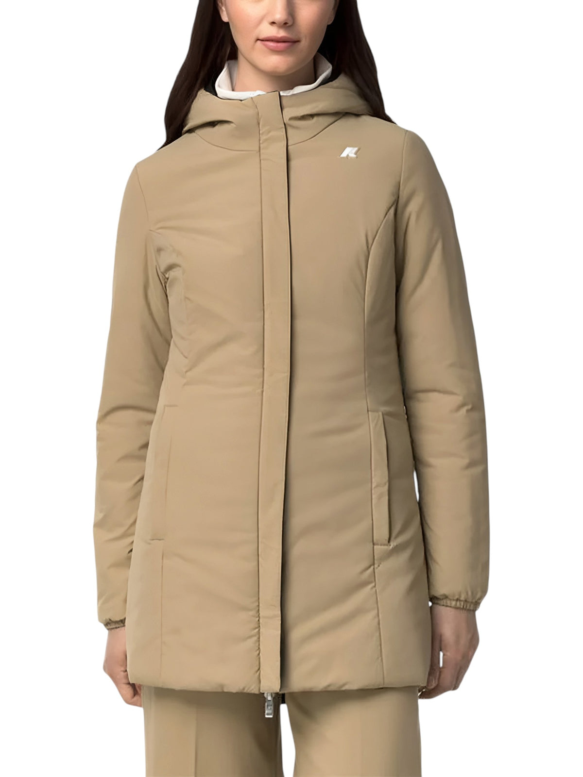 K-WAY Parka K-Way donna K6128UW DBN Denise St Warm Double Nero Beige K6128UW DBN