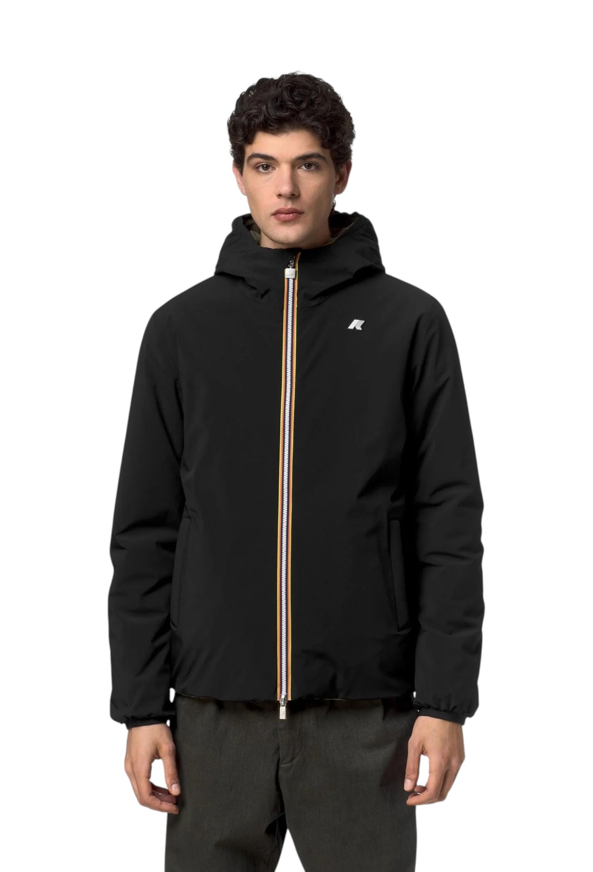 K-WAY Giubbino K-Way uomo K6128WW DBZ Jacob St Warm Double Nero Verde K6128WW DBZ