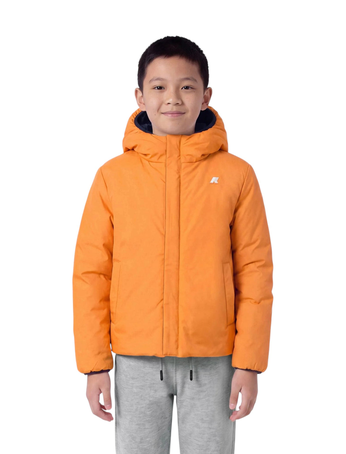 K-WAY Giubbino K-Way bambino K71337W DA9 Jack St Warm Double Blu Arancio K71337W DA9