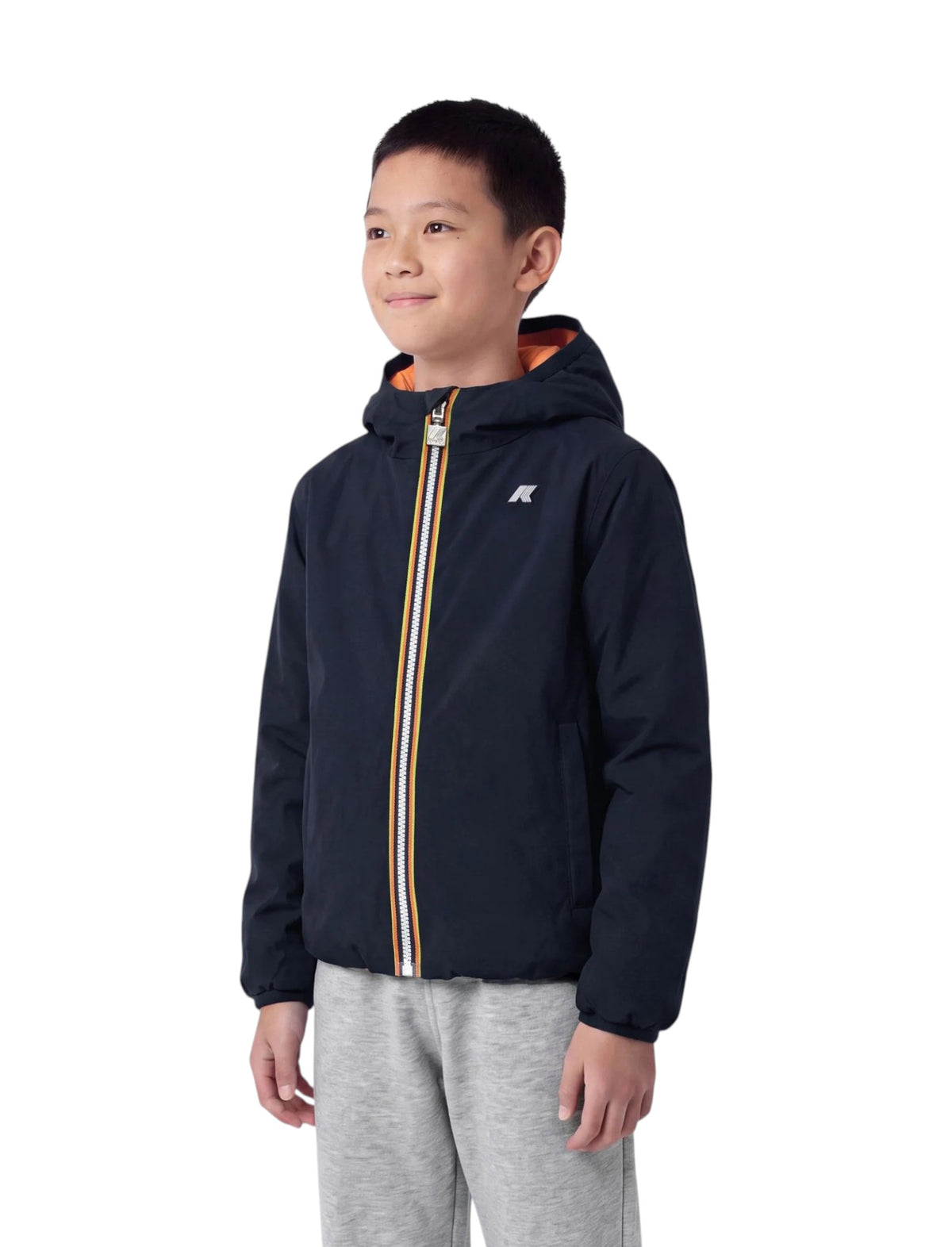 K-WAY Giubbino K-Way bambino K71337W DA9 Jack St Warm Double Blu Arancio K71337W DA9