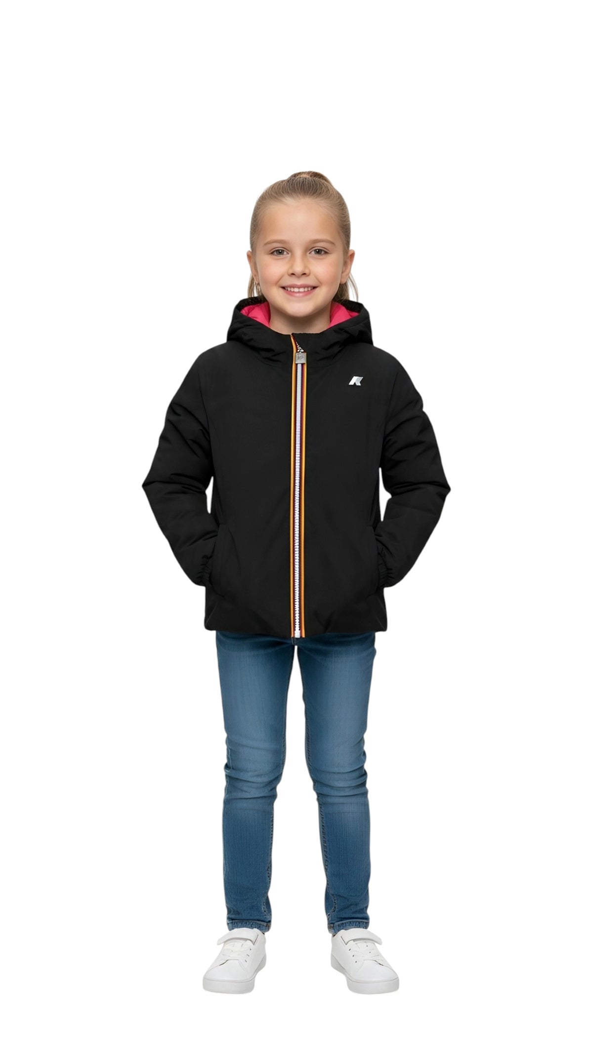 K-WAY Giubbino K-Way bambina K71339W DCL Lily St Warm Double Nero Ciliegia K71339W DCL