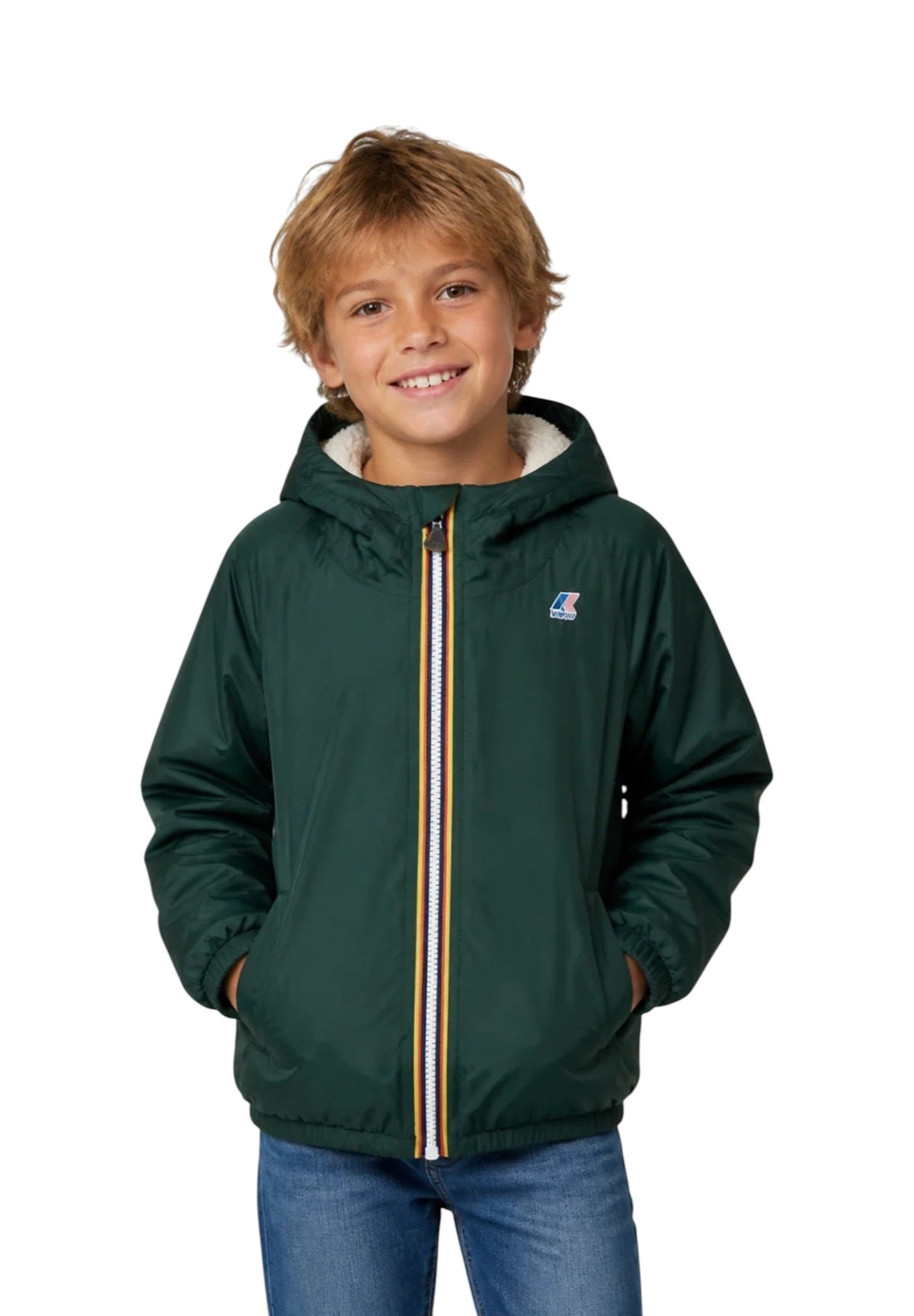 K-WAY Giubbino K-Way bambino K7142TW 228 Le Vrai 4.0 Claude Orsetto Verde K7142TW 228