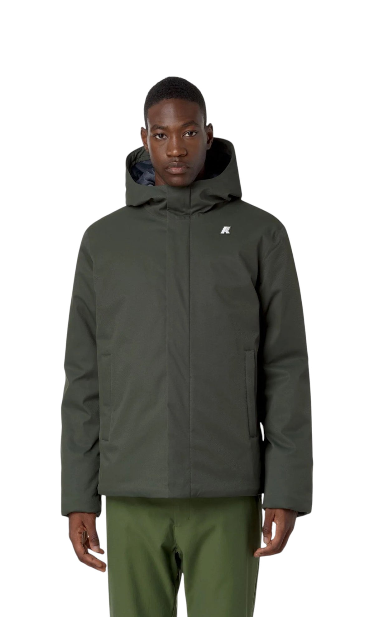 K-WAY Giubbino K-Way uomo K8133DW AL7 Jacko Twill Marmotta Verde Blu K8133DW AL7