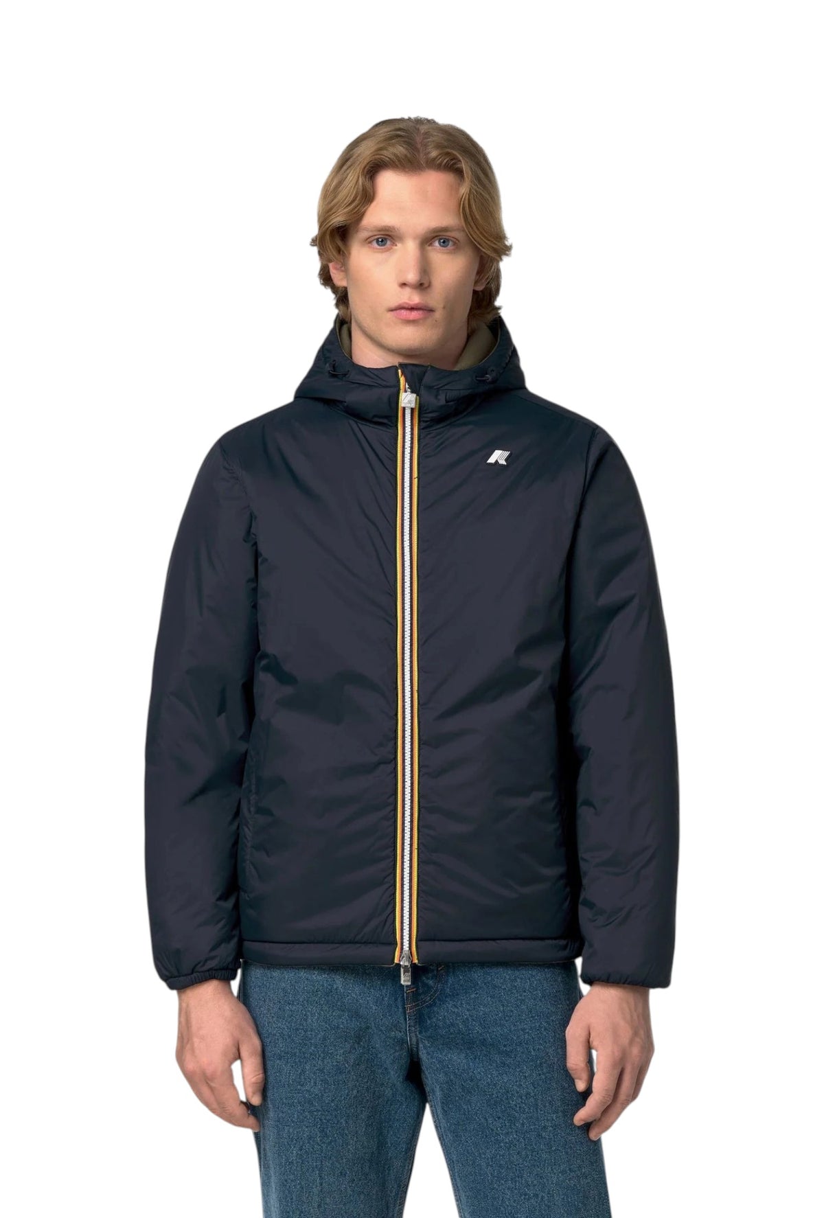 K-WAY Giubbino K-Way uomo K8142YW D07 Jack Spacer Nylon Double Verde Blu K8142YW D07