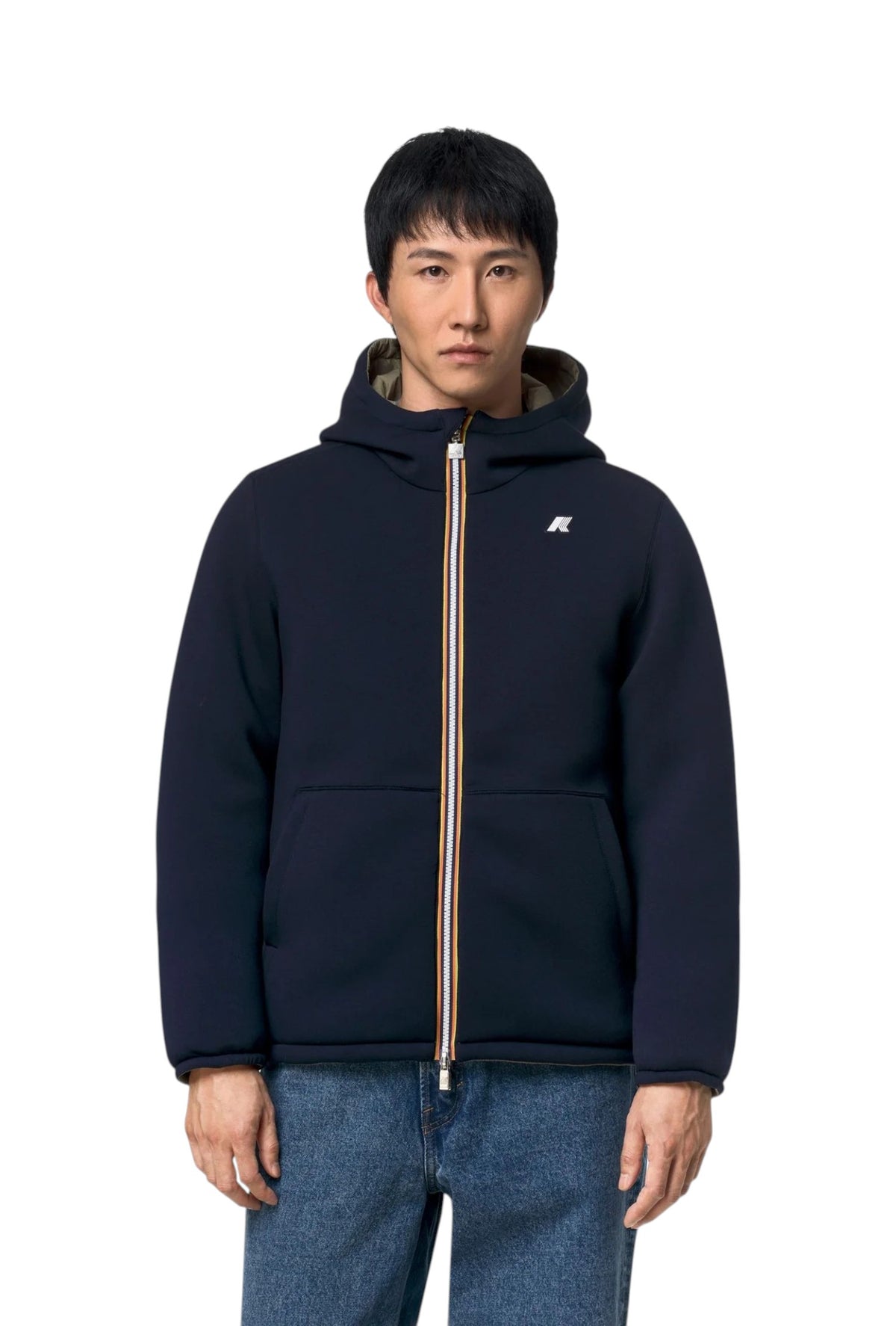 K-WAY Giubbino K-Way uomo K8142YW D0C Jack Spacer Nylon Double Blu Verde K8142YW D0C