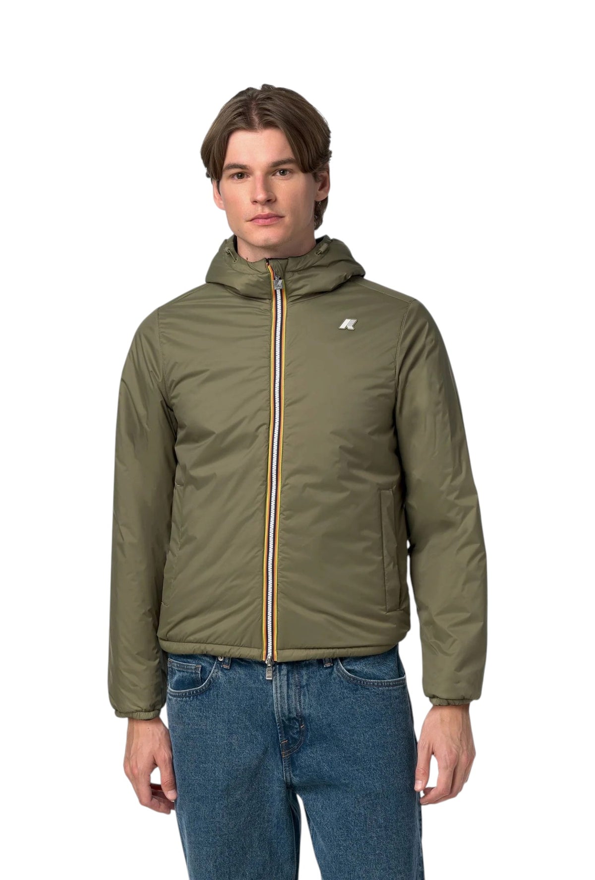 K-WAY Giubbino K-Way uomo K8142YW DBZ Jack Spacer Nylon Double Nero Verde K8142YW DBZ