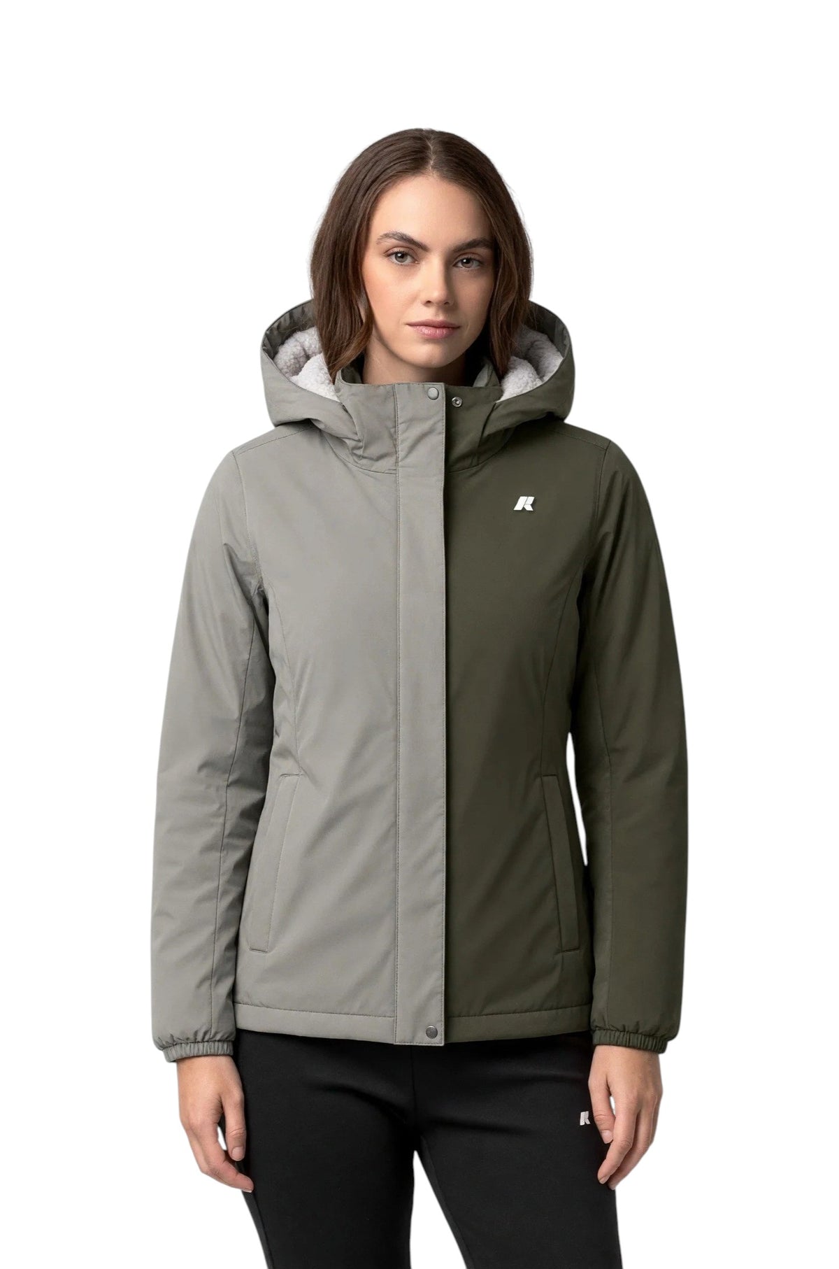 K-WAY Giubbino K-Way donna K81449W DDP Lil Twill Soft Beaver Verde Grigio K81449W DDP