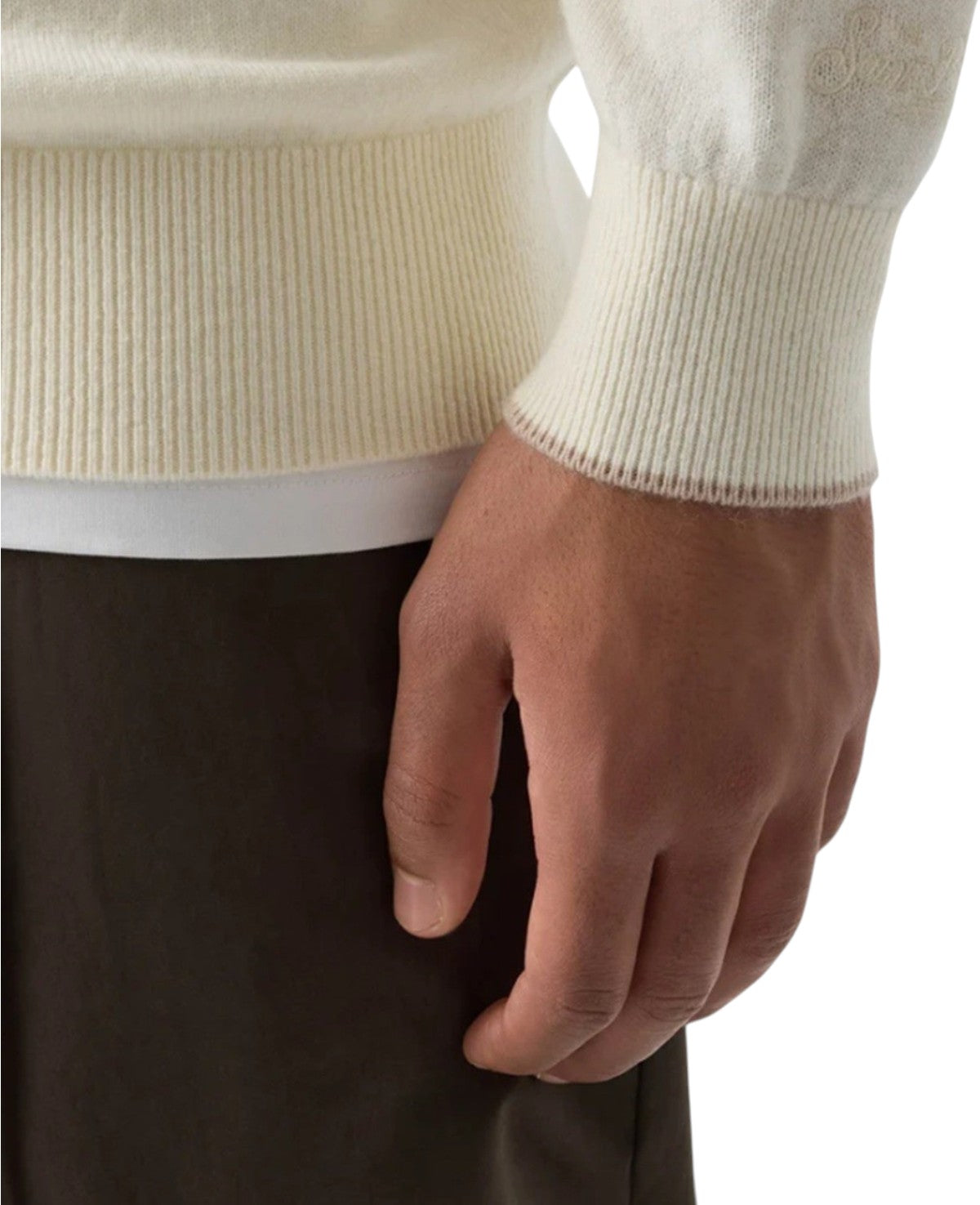 MC2 SAINT BARTH Maglia MC2 Saint Barth uomo MRLW001 00023M 10 Marlow Contrast MerinoCash Panna Beige MRLW00100023M 10