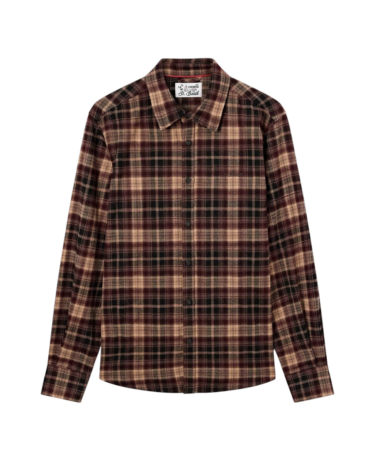 MC2 SAINT BARTH Camicia MC2 Saint Barth uomo SEEF005 00372M 1845 Seefeld Flannel Après Ski Tartan Marrone e Bordeaux SEEF00500372M 1845