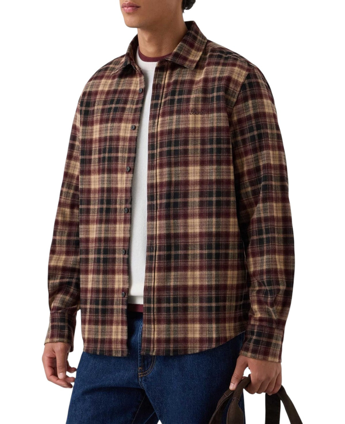 MC2 SAINT BARTH Camicia MC2 Saint Barth uomo SEEF005 00372M 1845 Seefeld Flannel Après Ski Tartan Marrone e Bordeaux SEEF00500372M 1845
