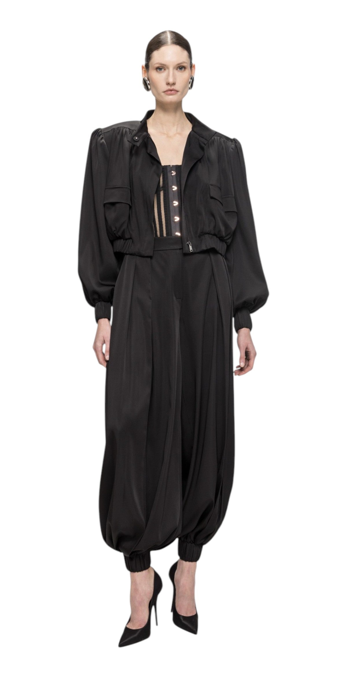 NISSA Giacca Nissa donna J16774 99 corta oversize in viscosa Nero J16774 99