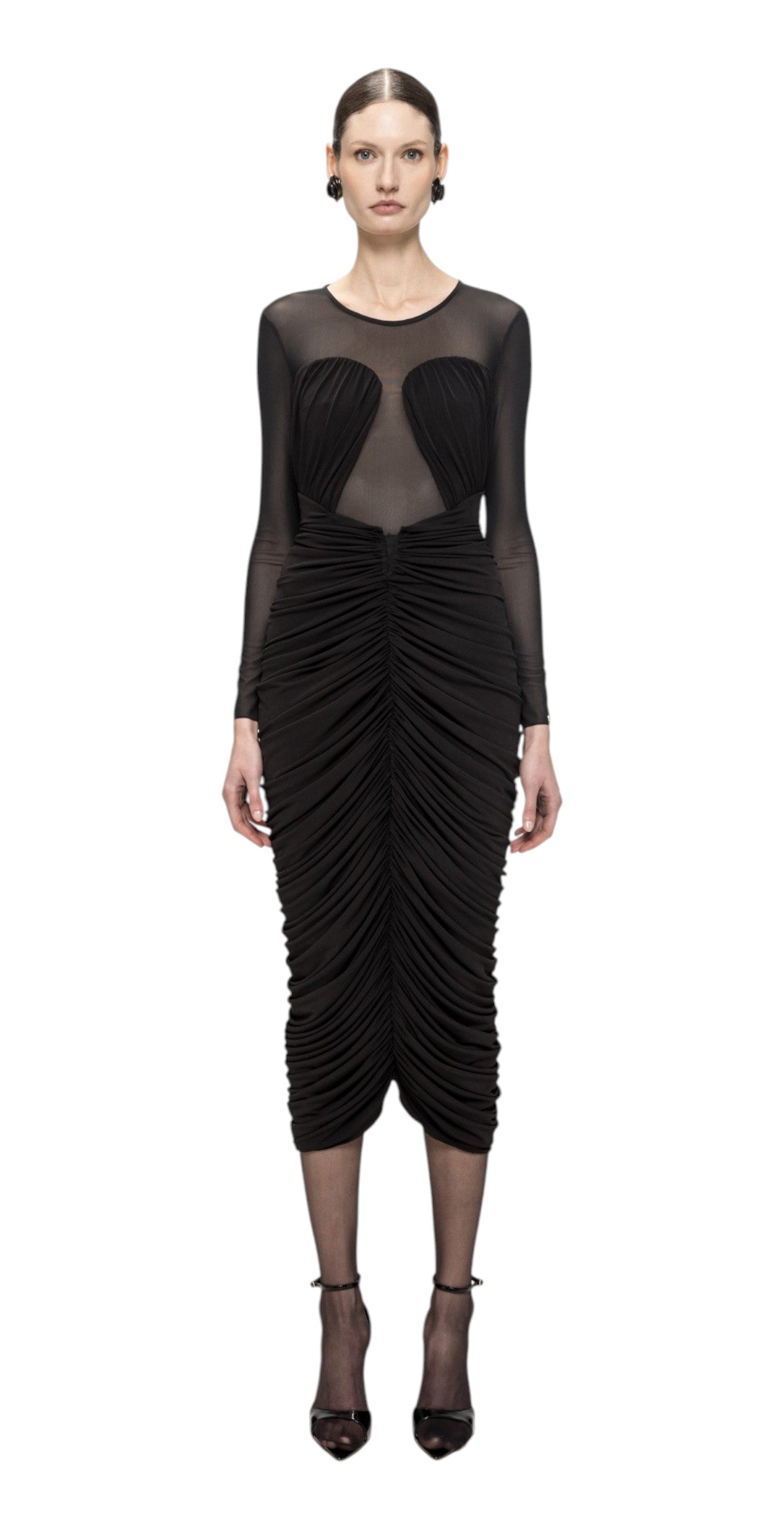 NIssa Abito Nissa donna RS16722 99 in tulle drappeggiato Nero RS16722 99