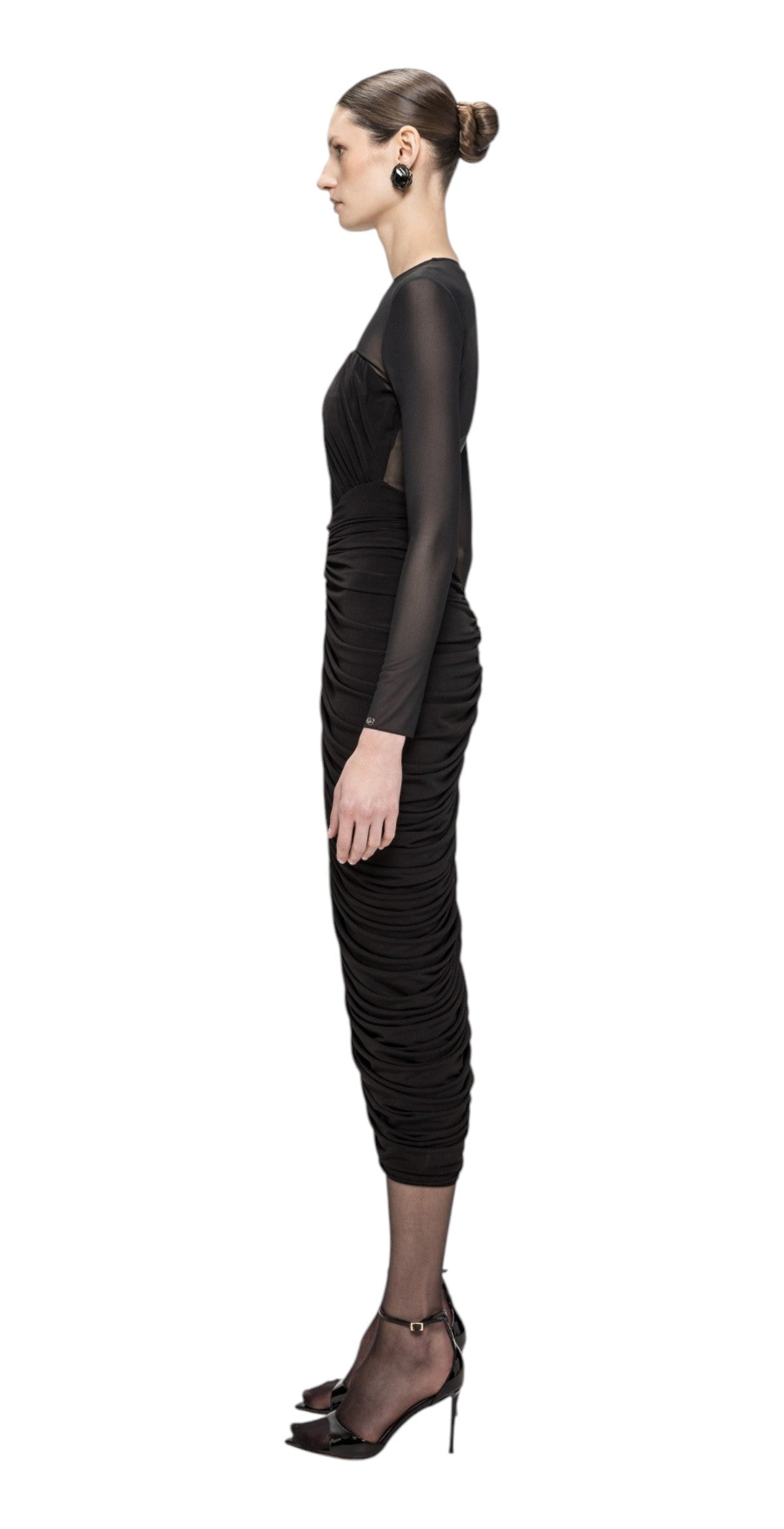 NIssa Abito Nissa donna RS16722 99 in tulle drappeggiato Nero RS16722 99