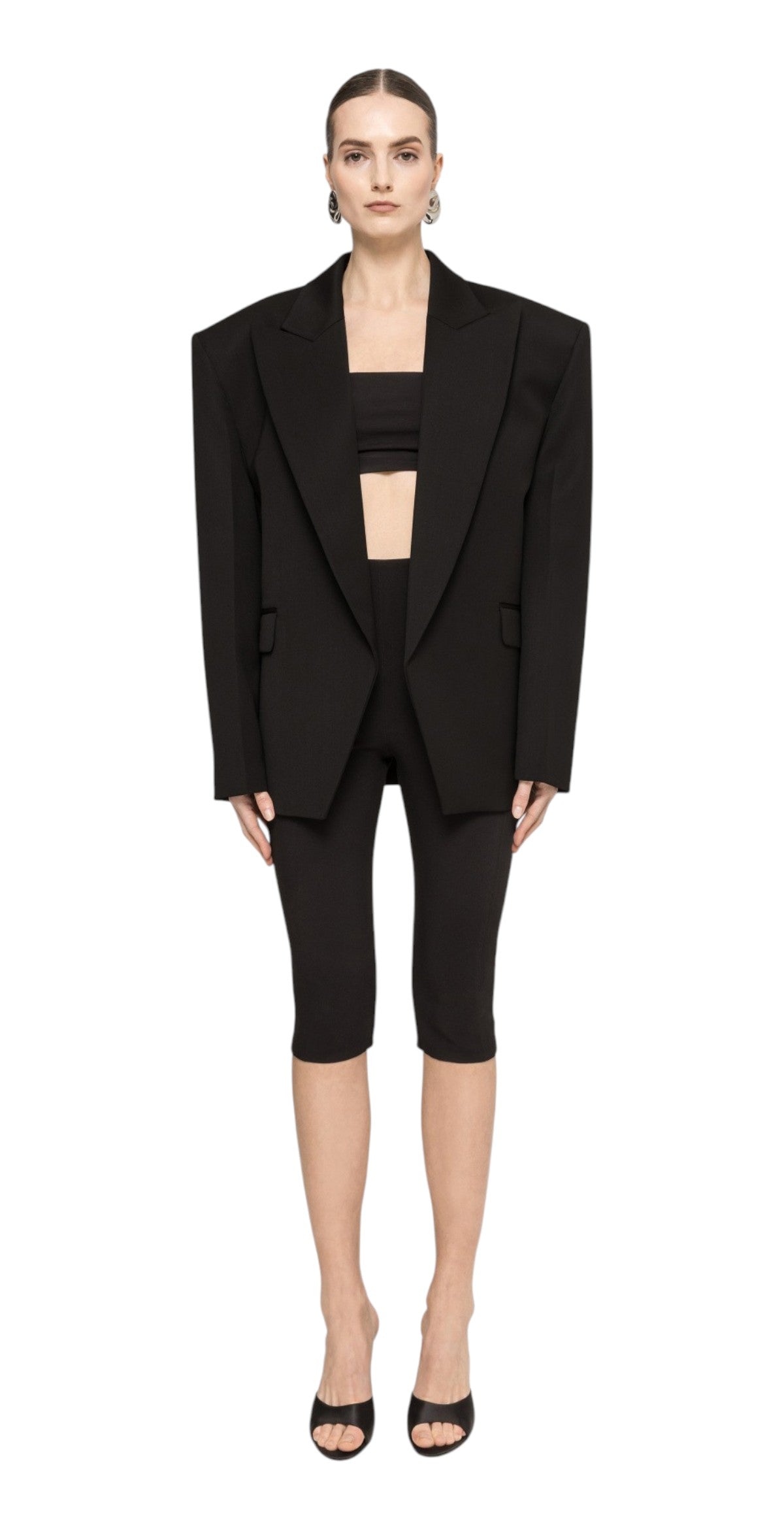 NISSA Giacca Nissa donna RSS16010 01 oversize con spalline Nero RSS16010 1