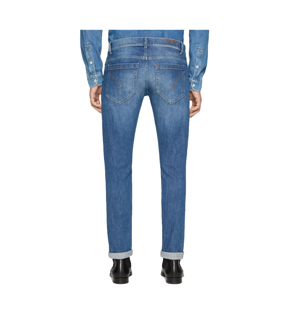 DONDUP Jeans Dondup uomo UP232DSH365 George blu medio skinny denim stretch riciclato<BR/> UP232DSH365 IQ3 800