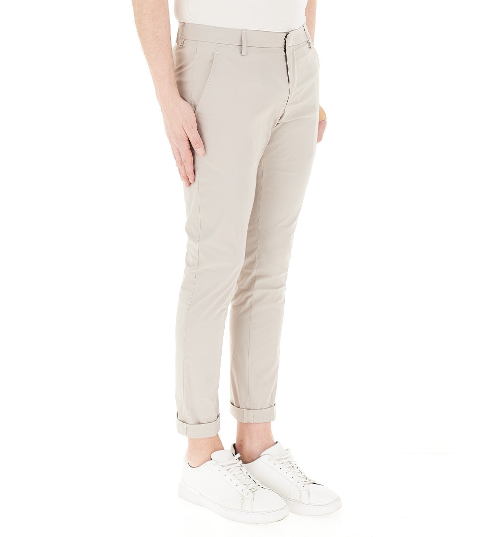 DONDUP Pantalone Dondup Gaubert uomo UP235PS0020 002 Beige slim chino gabardina logo UP235PS0020 002 010