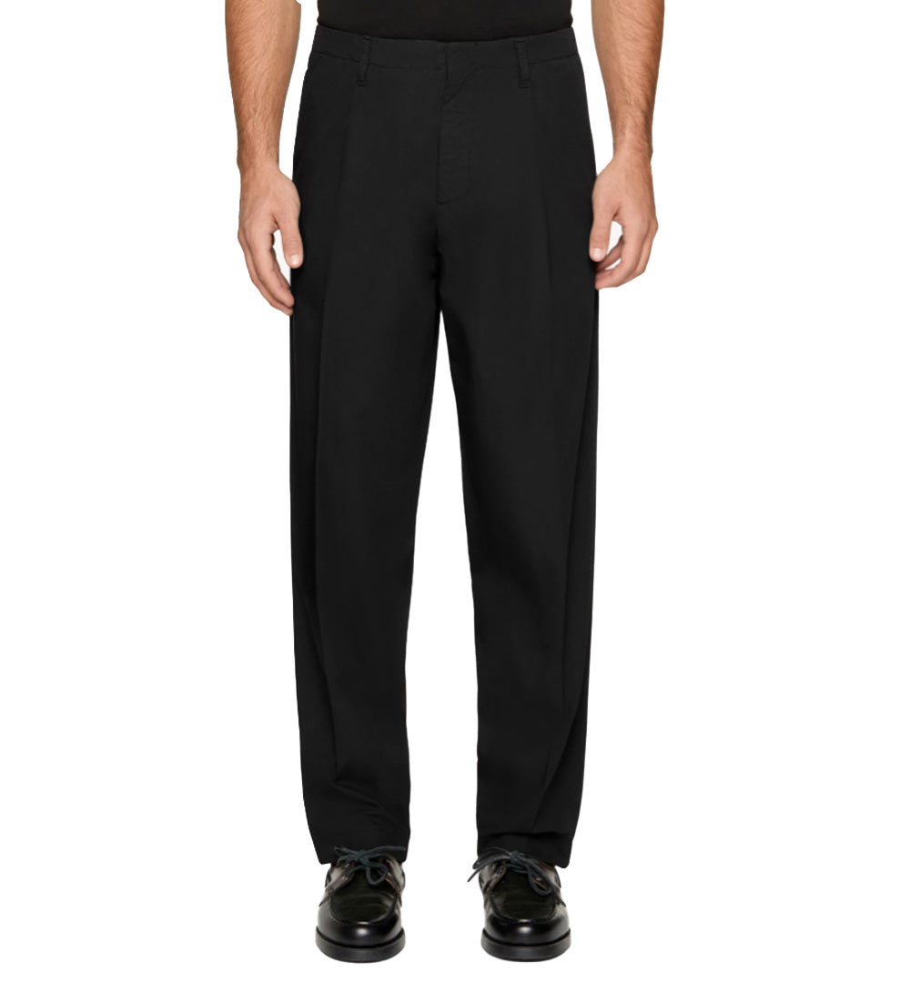 DONDUP Pantalone Dondup Miles uomo UP669CFK18U Nero loose chino logo pinces<BR/> <BR/> UP669CFK18U 999