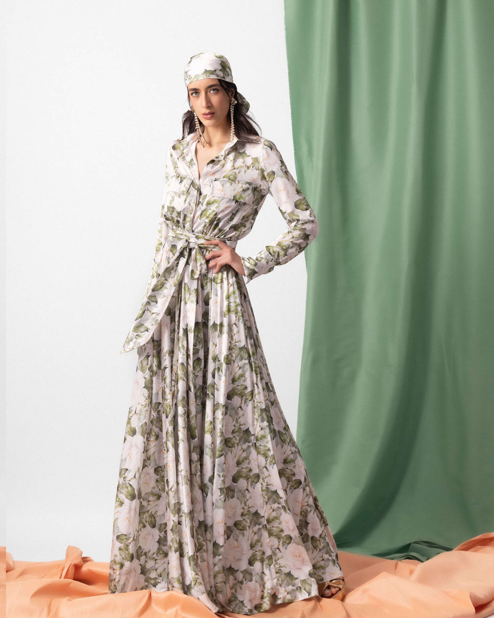 GIADA CURTI Abito Giada Curti donna A430S06 verde fantasia<BR/> A430 S06