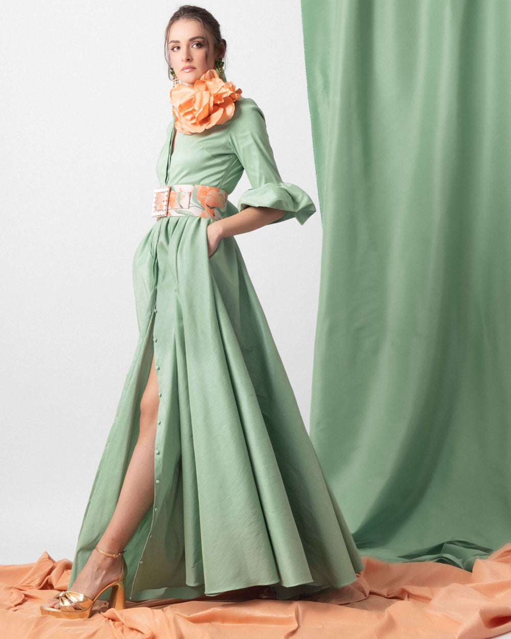 GIADA CURTI Abito Giada Curti donna A495T71 verde salvia A495 T71
