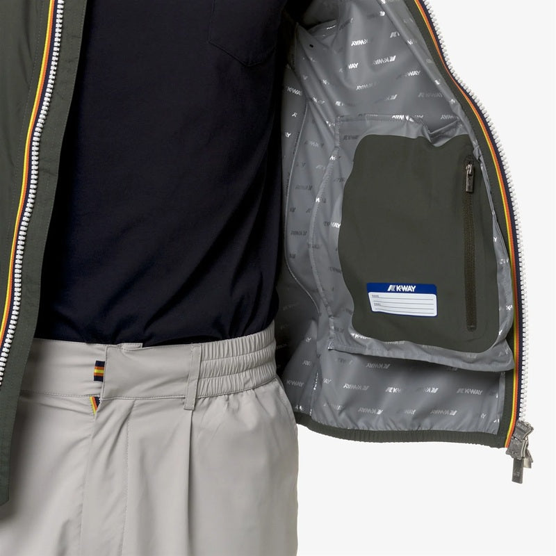 K-WAY Giubbino K-way uomo K5127QW WMR Jack stretch dot verde black torba logo cappuccio K5127QW WMR