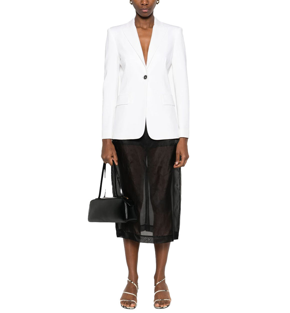 PINKO Blazer Pinko donna Signum 104903 A1L3 Bianco giacca monopetto collo rever scuba viscosa bottone 104903 A1L3 Z05