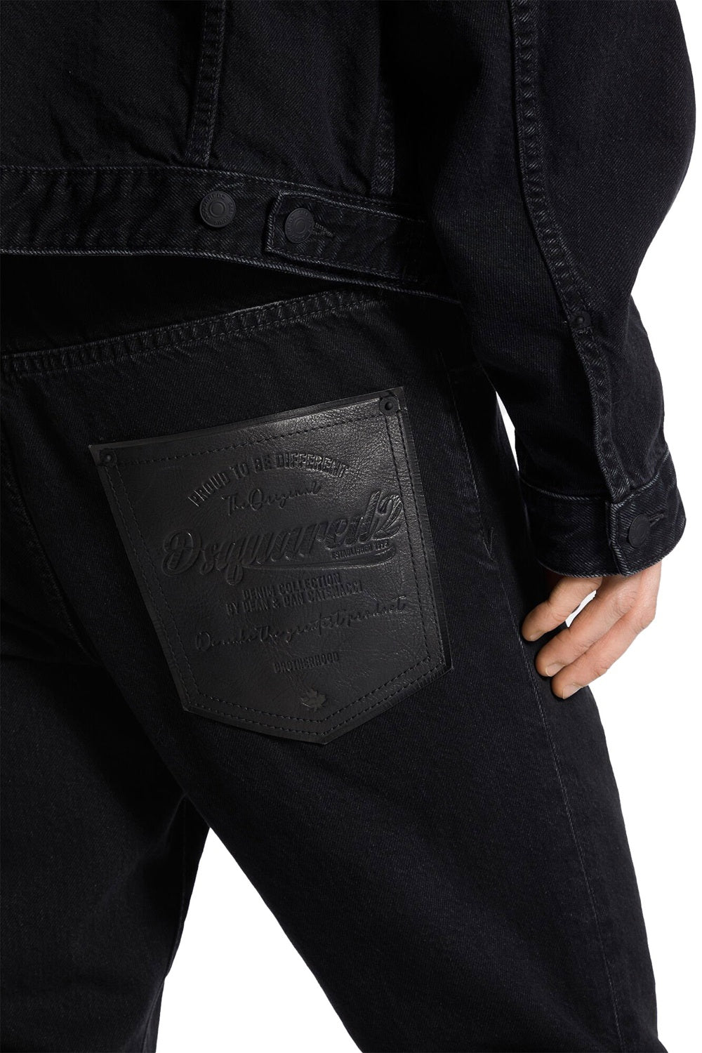 DSQUARED2 Jeans Dsquared2 uomo S74LB1766D30015900 Nero denim tasca di pelle retro S74LB1766D30015 900