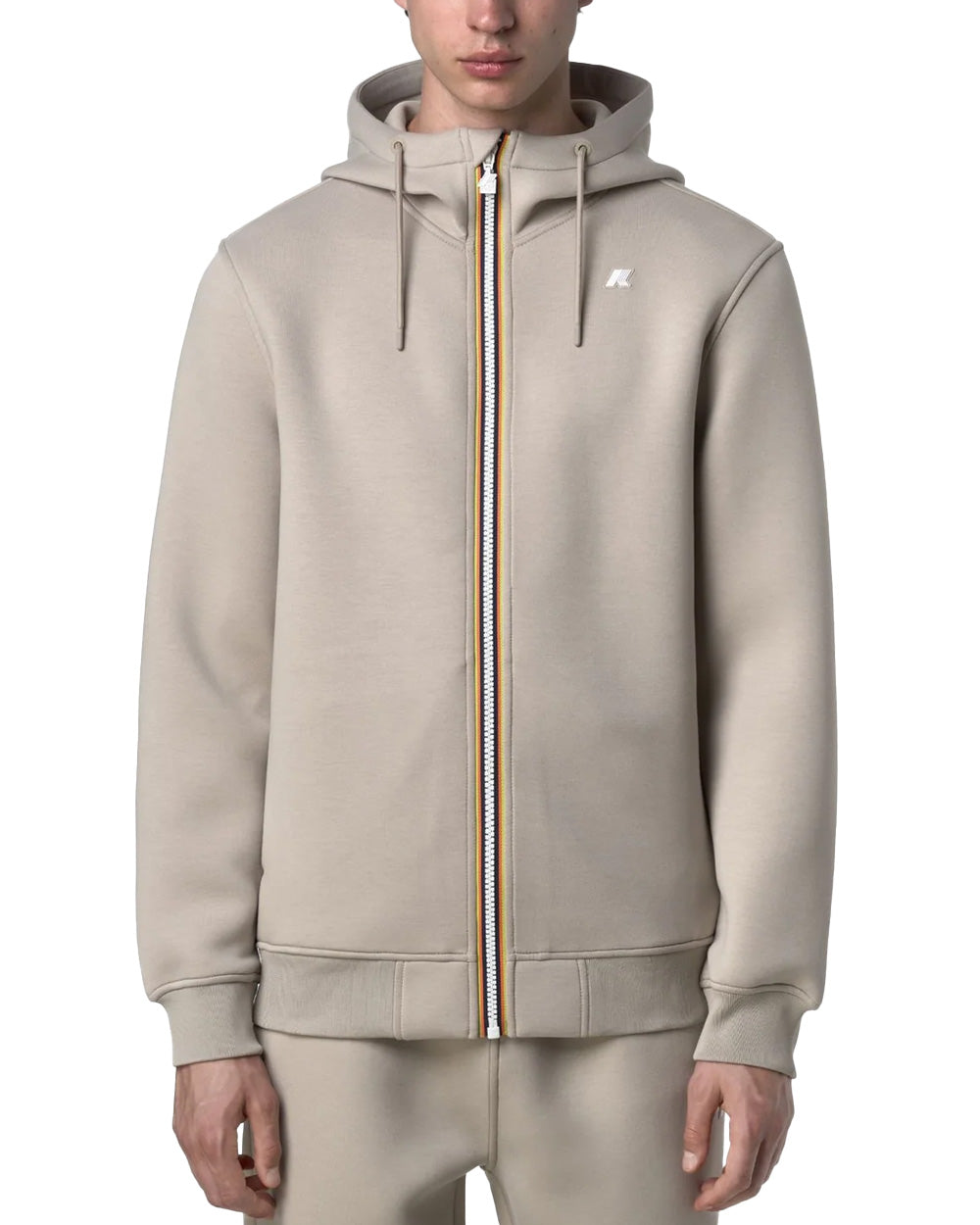 K-WAY Felpa K-WAY uomo RAINER SPACER K2141DW Beige materiali tecnici scuba interlock spessorato struttura spacer logo in silicone <BR/> K2141DW XP2