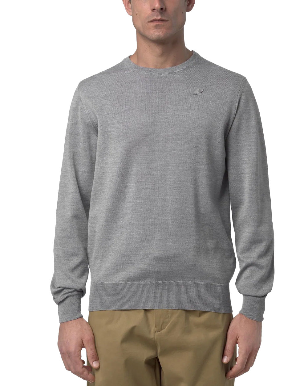 K-WAY Maglione K-WAY uomo SEBASTIEN MERINO K2142EW Grigio girocollo lana merino easy-care vestibilità regolare K2142EW XBD