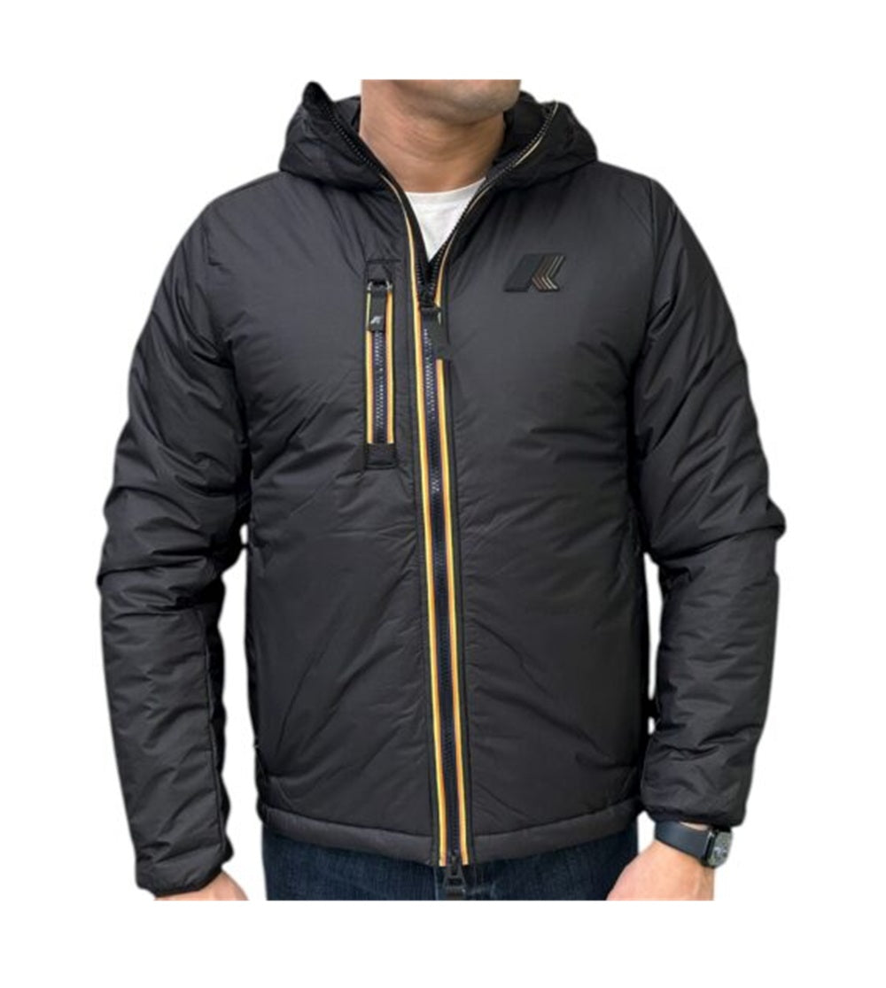 K-WAY Giubbino K-way uomo K31337WUSY Annecy Nero con cappuccio tessuto tecnico K31337W USY