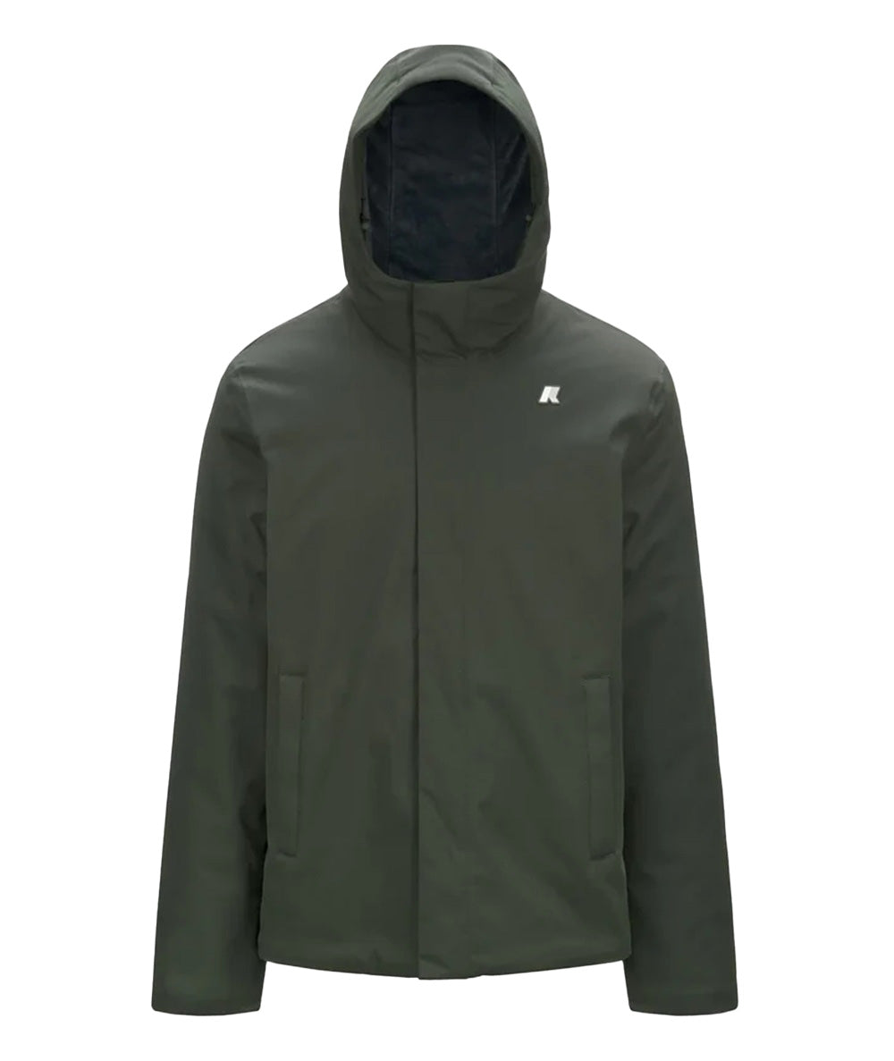K-WAY Giubbino K-way uomo K8133DWAL7 Jacko Twill Marmotta Verde con cappuccio K8133DW AL7