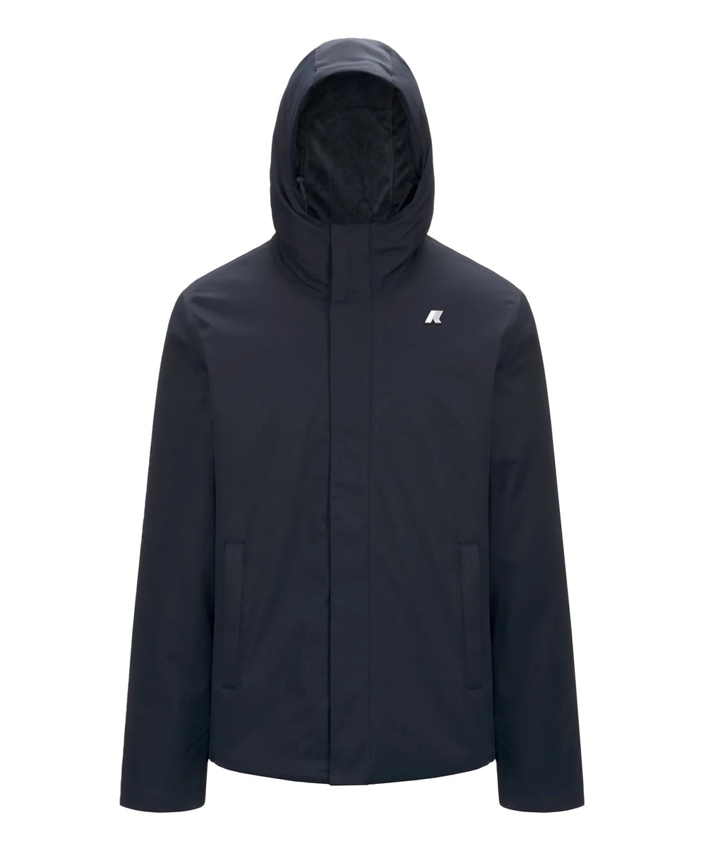 K-WAY Giubbino K-way uomo K8133DWAL9 Jacko Twill Marmotta Blu con cappuccio K8133DW AL9
