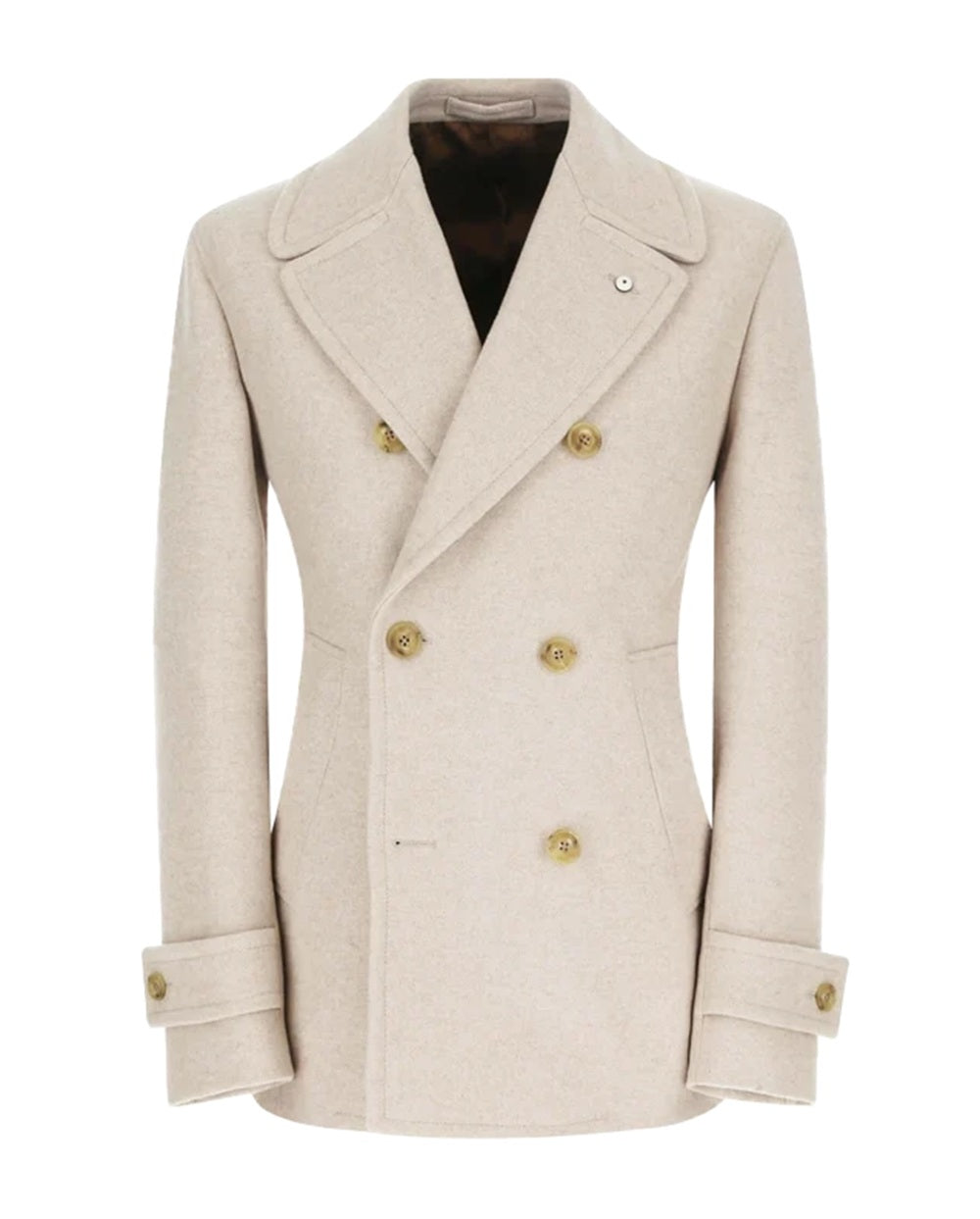 L.B.M. 1911 Cappotto L.B.M. uomo 9324575163 avorio peacoat a doppio petto 932457516 3