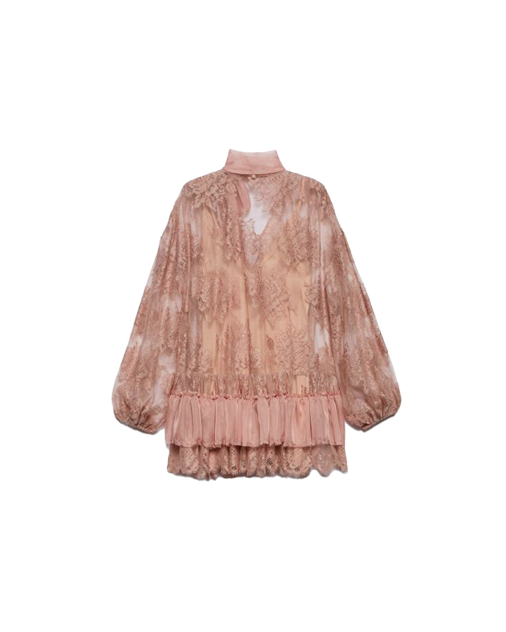 ANIYE BY Abito ANIYE BY NOA donna 185035 Cipria pizzo ricami floreali rouches maniche lunghe<BR/><BR/> 185035 02486