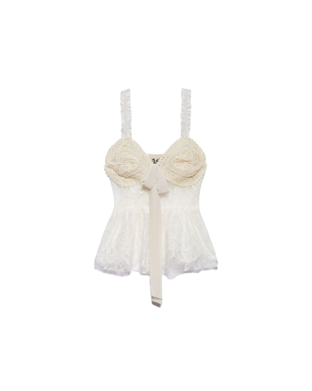 ANIYE BY Top ANIYE BY NOA donna 185120 Bianco pizzo dettagli ricamai fiocco rouches 185120 02485