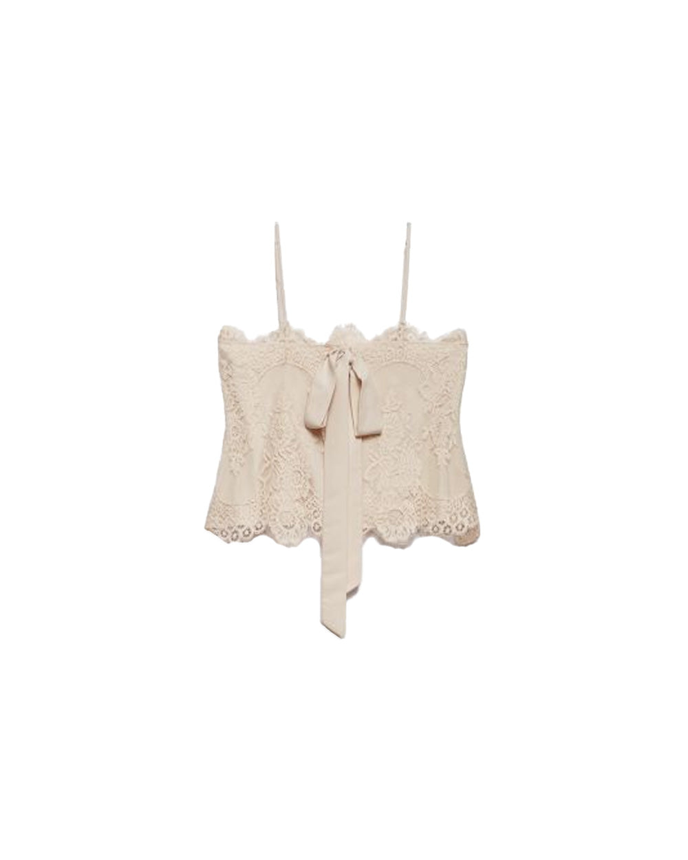ANIYE BY Top ANIYE BY SILVA donna 185374 Cipria pizzo scollo a fascia ricami all over fiocco<BR/> 185374 02486
