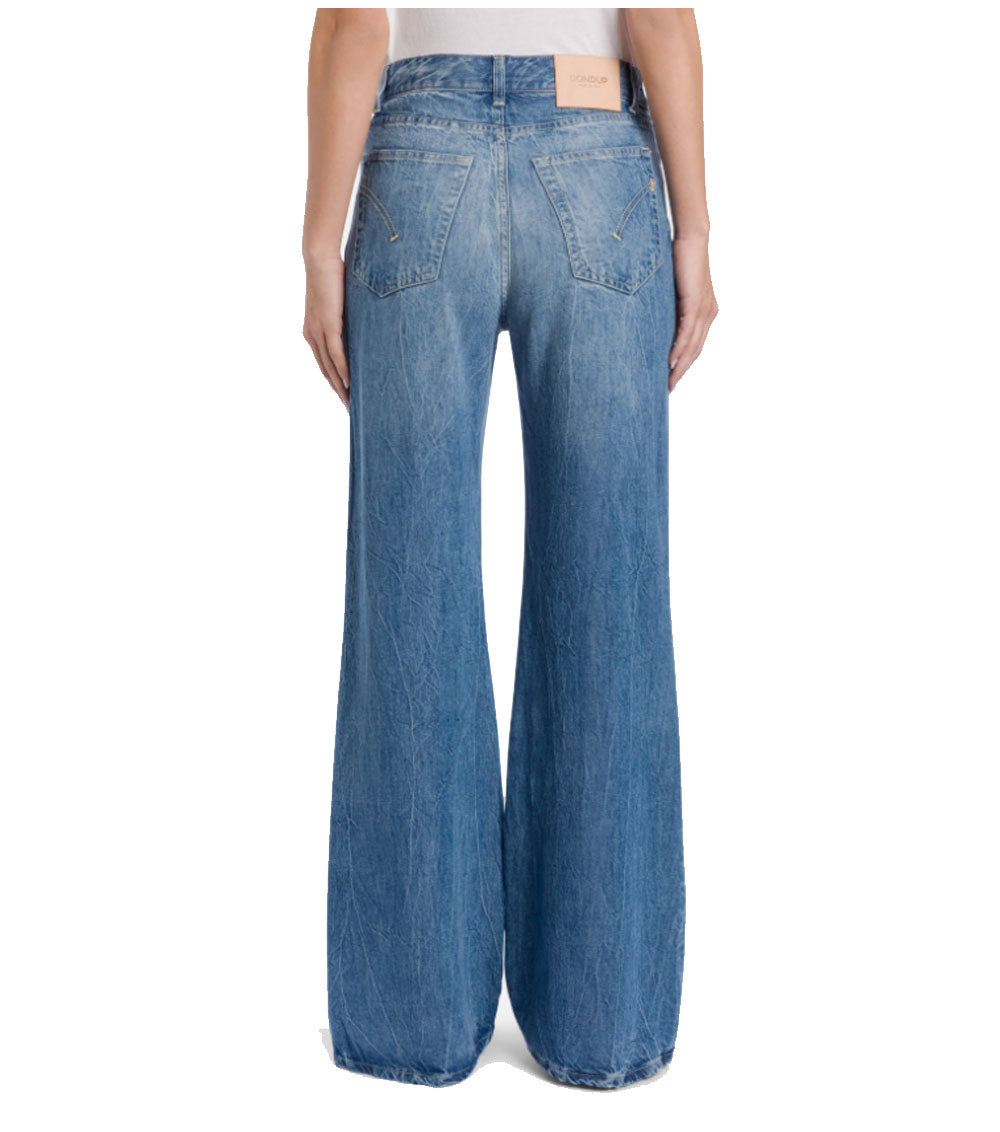 DONDUP Jeans Dondup donna DP619DF0266D Amber blu wide leg fisso lyocell DP619DF0266D 800