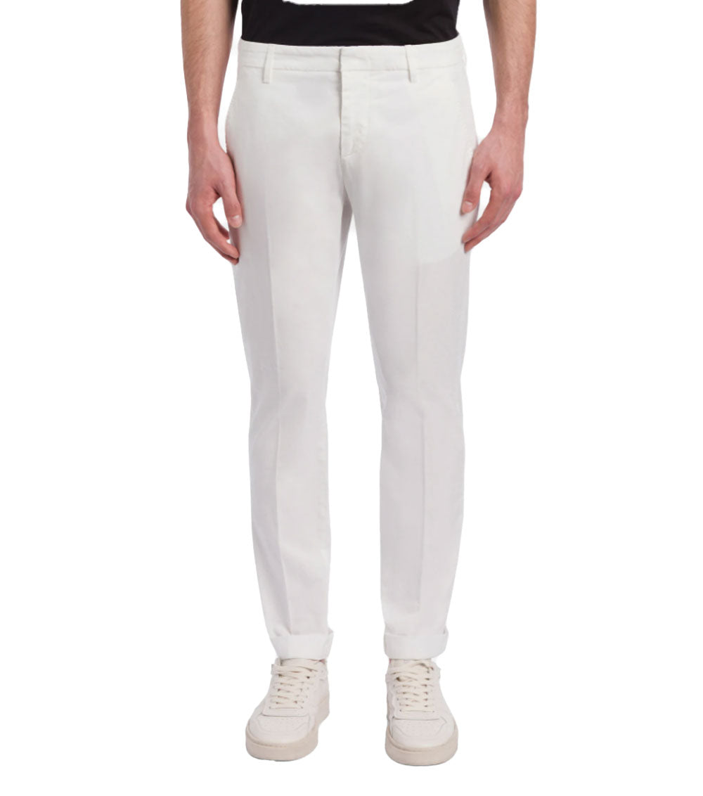 DONDUP Pantalone Dondup uomo Gaubert UP235GSE046U bianco slim in gabardina leggera <BR/> UP235GSE046U 000