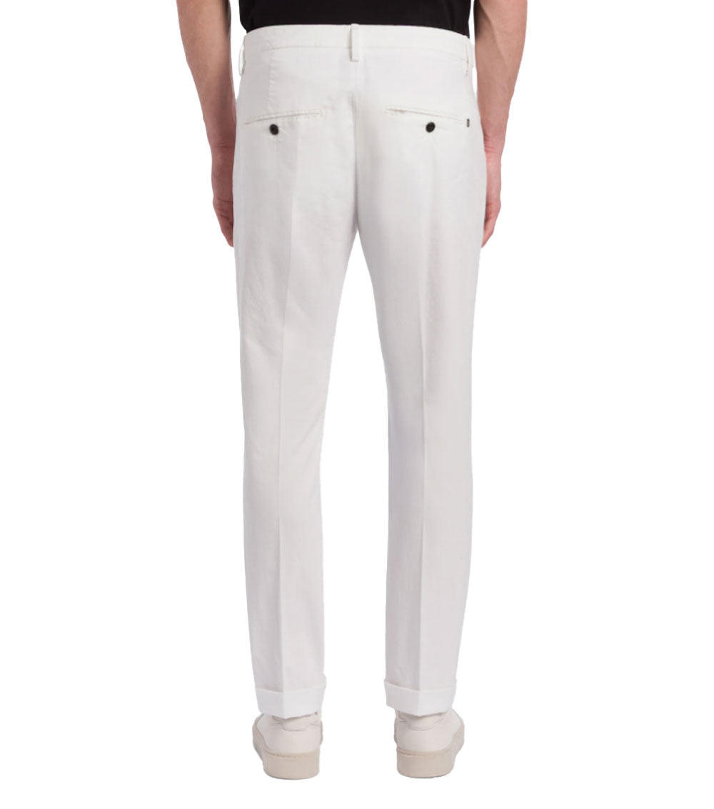 DONDUP Pantalone Dondup uomo Gaubert UP235GSE046U bianco slim in gabardina leggera <BR/> UP235GSE046U 000