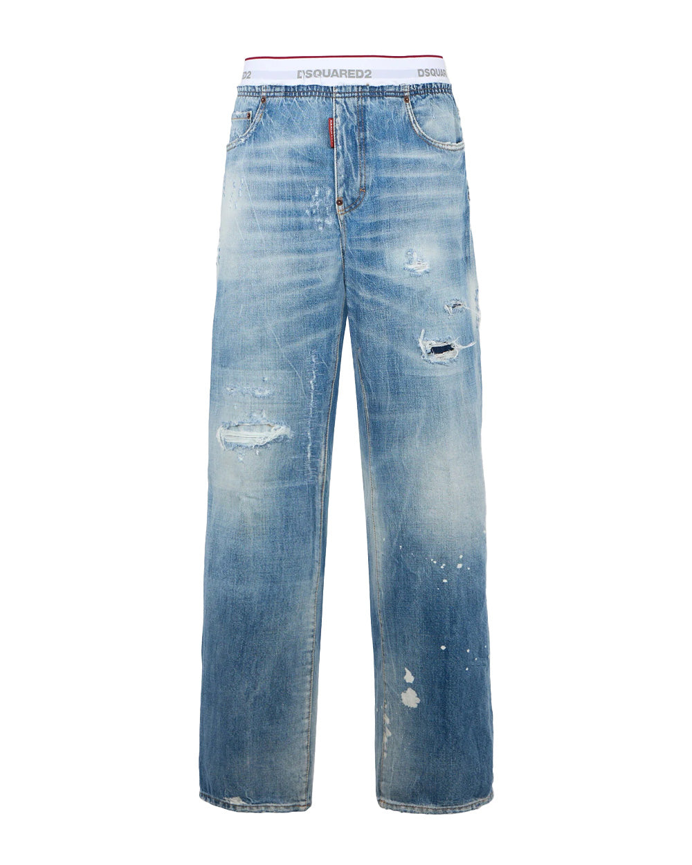 DSQUARED2 Jeans DSQUARED2 uomo Jogging S71KB0783D30038 Blu vintage dettagli destroyed fascia elastica logo cinque tasche etichetta S71KB0783D30038 470