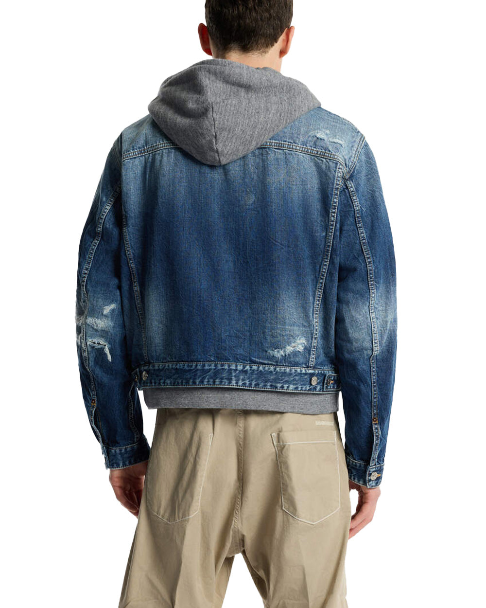 DSQUARED2 Giubbino DSQUARED2 uomo S74AM1657D30011 Blu cotone lavaggio medio dettagli in felpa S74AM1657D30011 470