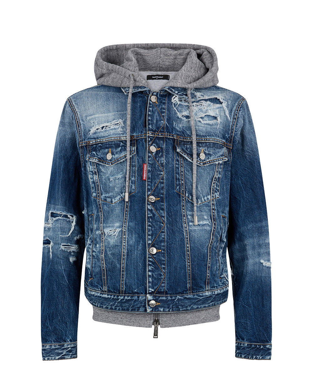 DSQUARED2 Giubbino DSQUARED2 uomo S74AM1657D30011 Blu cotone lavaggio medio dettagli in felpa S74AM1657D30011 470
