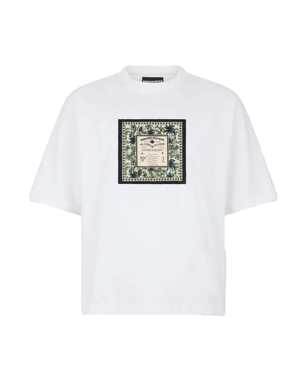 DSQUARED2 T-shirt DSQUARED2 uomo Monkey Business S74GD1557D20106 Bianca cotone loose girocollo patch S74GD1557D20106 964