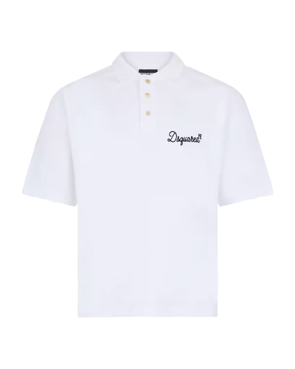 DSQUARED2 Polo DSQUARED2 uomo Tennis Fit S74GL0100D20106 Bianca cotone loose bottoni logo ricamato S74GL0100D20106 100