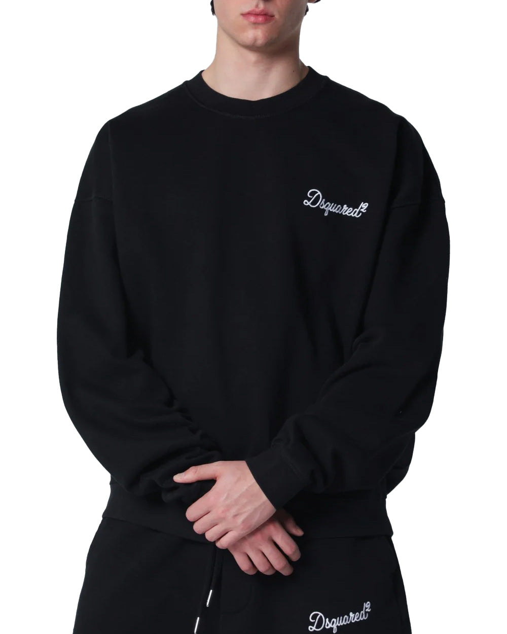DSQUARED2 Felpa DSQUARED2 uomo Signature Relax Fit S74GU0930D25029 Nera cotone relaxed girocollo logo<BR/> S74GU0930D25029 900